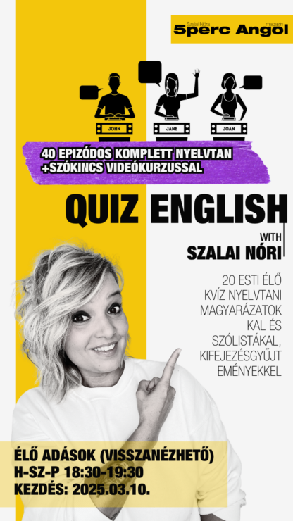 QUIZ ENGLISH - Élő játékos angol kvízekkel + 40 részes online kurzus